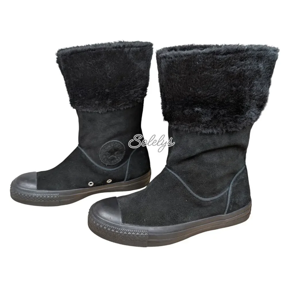 Converse CTAS 2011 Andover XHI Calf High Black Suede Leather Foldover Boot 7 - Picture 5 of 10